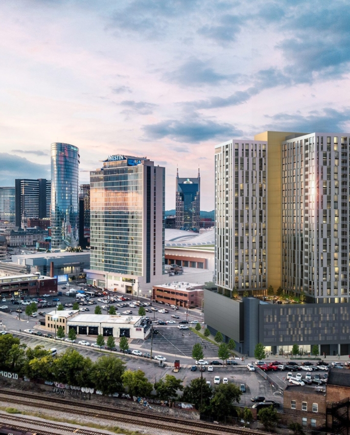 Aerial View of 805 Lea Luxury Apartment.